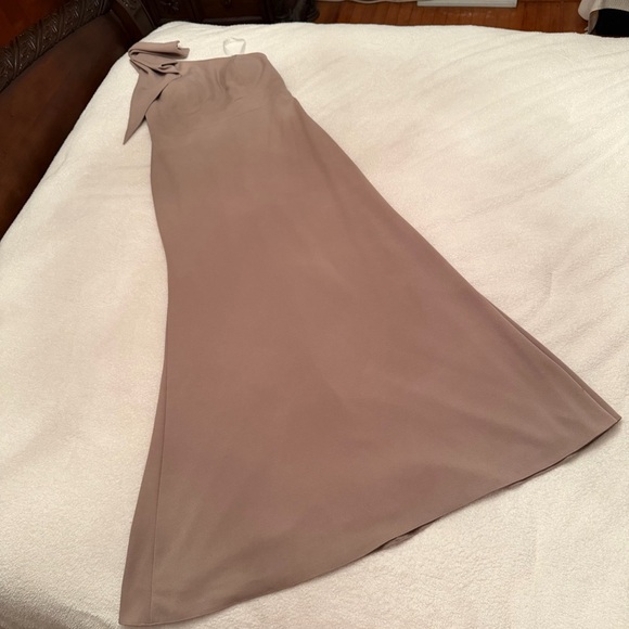 Azazie Dresses & Skirts - Azazie One Shoulder Tan Dress